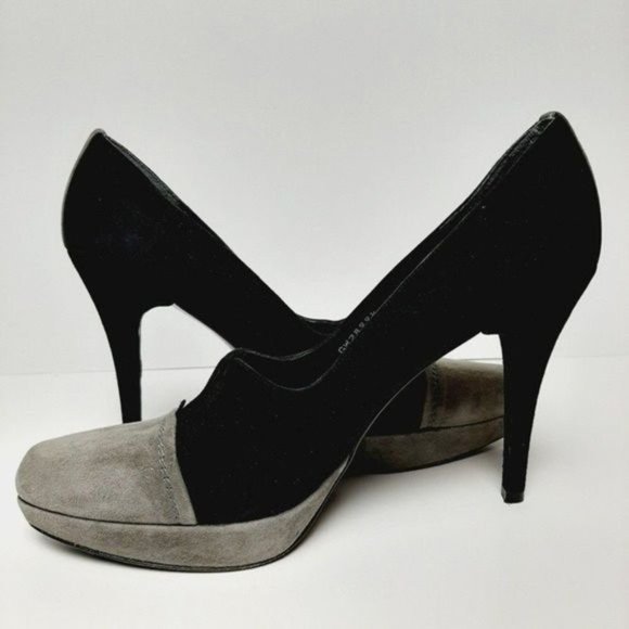 STUART WEITZMAN Genuine Suede Leather Pumps High Heel Stiletto Black Grey Sz 10 - Picture 6 of 13